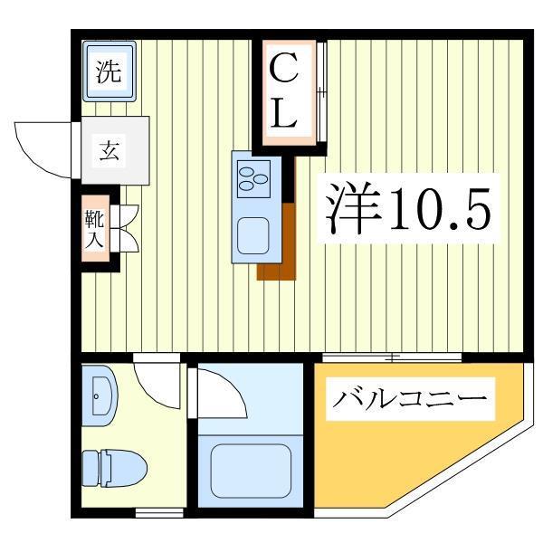 エテルノK(ワンルーム/1階)の間取り写真