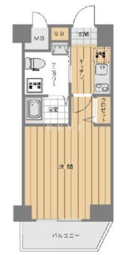 ヴォ―ガコルテ市ヶ谷(1K/2階)の間取り写真
