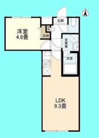 ウェルスクエアイズム大井町(1LDK/3階)の間取り写真