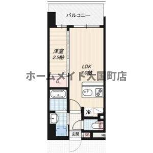 LUXE玉造南(1LDK/12階)の間取り写真