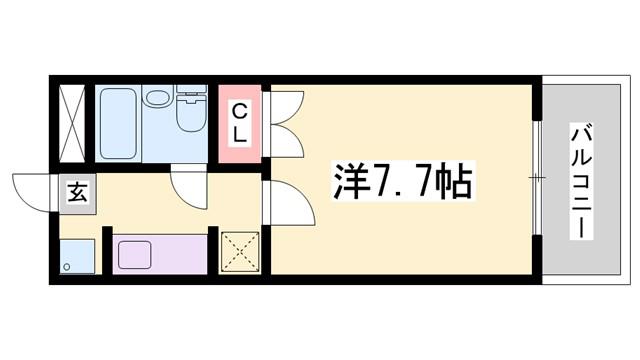 K・X御立(1K/2階)の間取り写真
