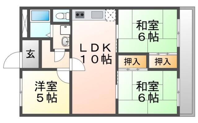グリーンヒル千里(3LDK/1階)の間取り写真