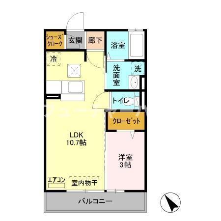 シンシア千波C(1LDK/1階)の間取り写真