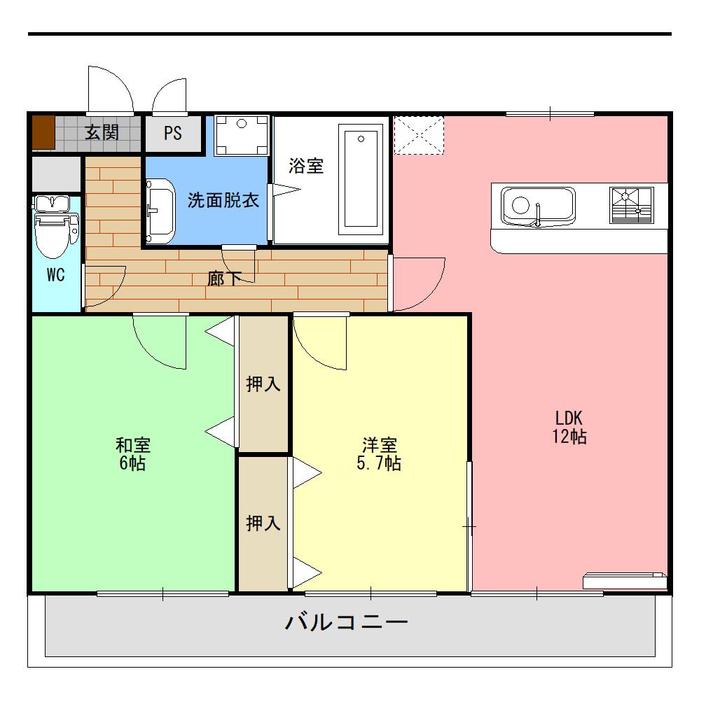 POLARIS(2LDK/2階)の間取り写真
