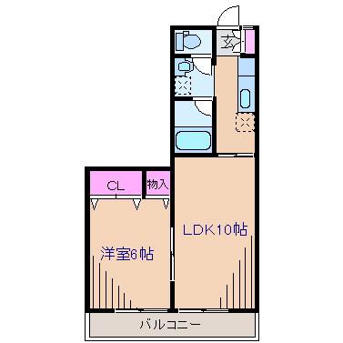メゾン錦が丘(1LDK/2階)の間取り写真