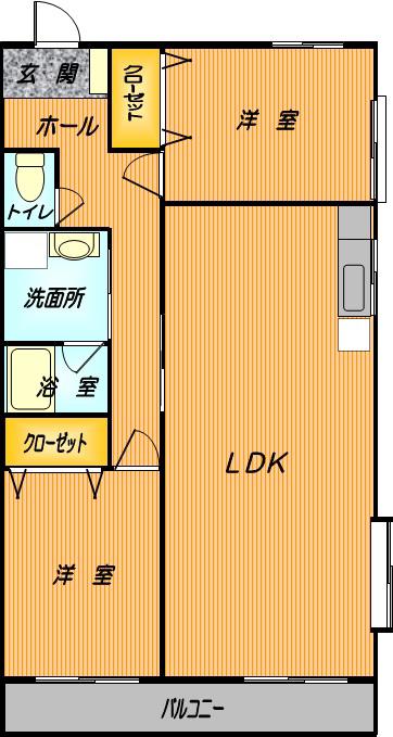 スカイレジデンスII(2LDK/2階)の間取り写真