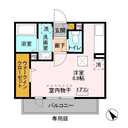 セジュールホンダC(ワンルーム/1階)の間取り写真