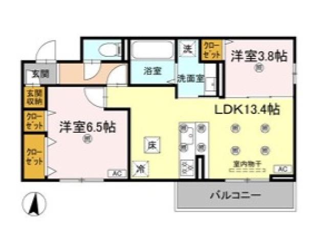 クランツ北井門(2LDK/1階)の間取り写真