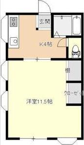 テラスハウス上杉(1K/1階)の間取り写真