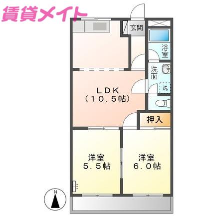 ドリームアイランド(2LDK/2階)の間取り写真
