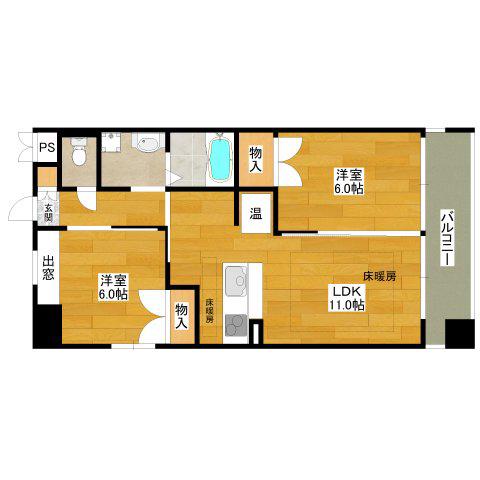 第20関根マンション(2LDK/12階)の間取り写真