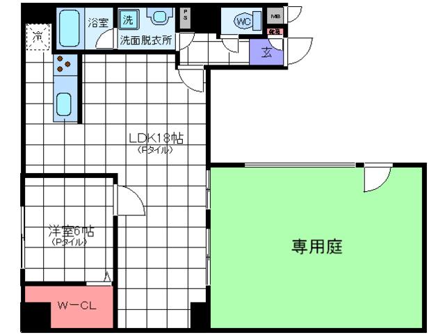 グランドシーズ心斎橋II(1LDK/1階)の間取り写真