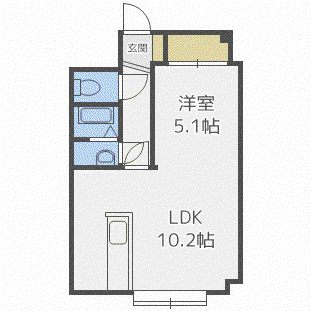 カリス南郷(1LDK/3階)の間取り写真
