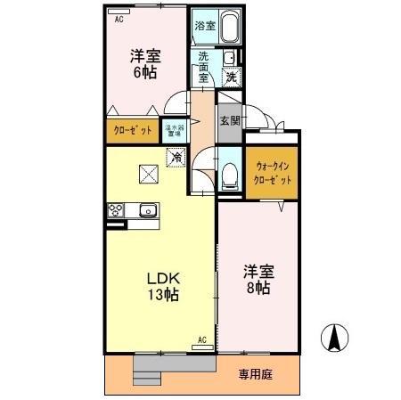 セブンワンテン E102(2LDK/1階)の間取り写真