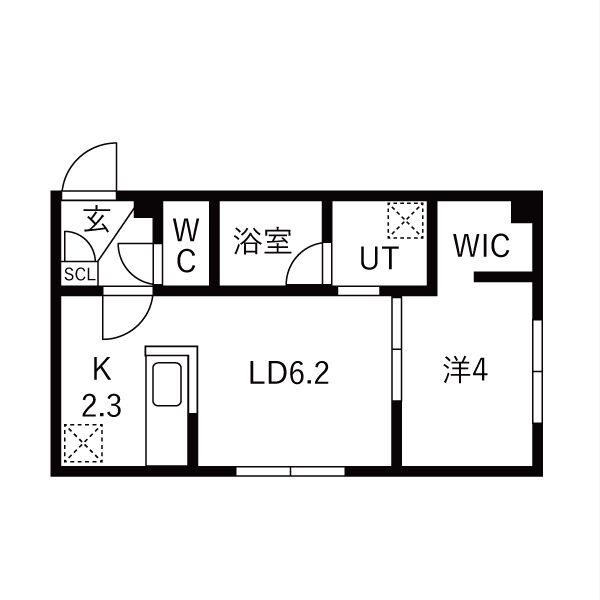 FLAP福住(1LDK/3階)の間取り写真