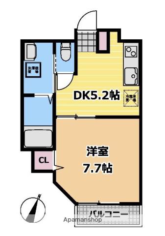 ラークヒルズK(1DK/2階)の間取り写真