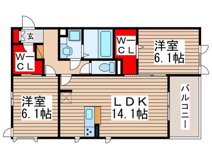 リシェス I(2LDK/2階)の間取り写真
