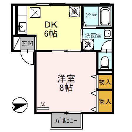 サニーコート聖III(1DK/1階)の間取り写真