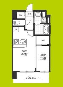 LUXE新大阪VI(1LDK/8階)の間取り写真