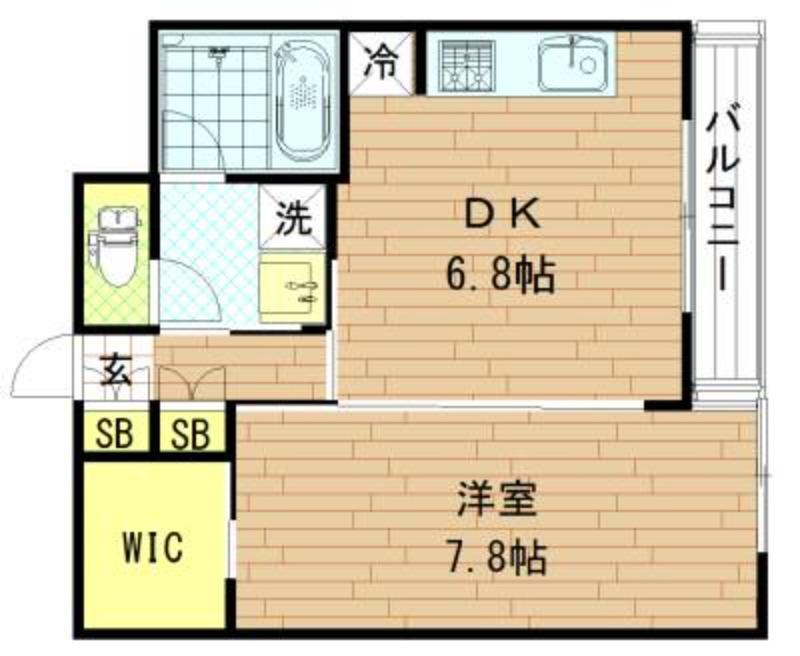 カメリア玉造(1DK/2階)の間取り写真