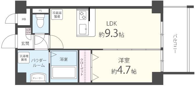 モントーレヒルズ悠(1LDK/5階)の間取り写真