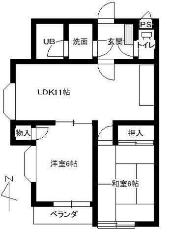 ピースファルハイツ2(2LDK/1階)の間取り写真