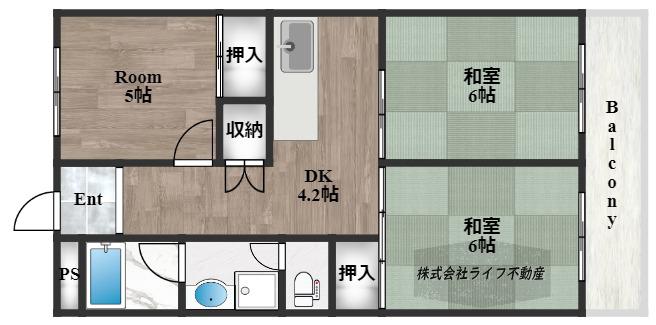 エステマール弥刀(3DK/4階)の間取り写真