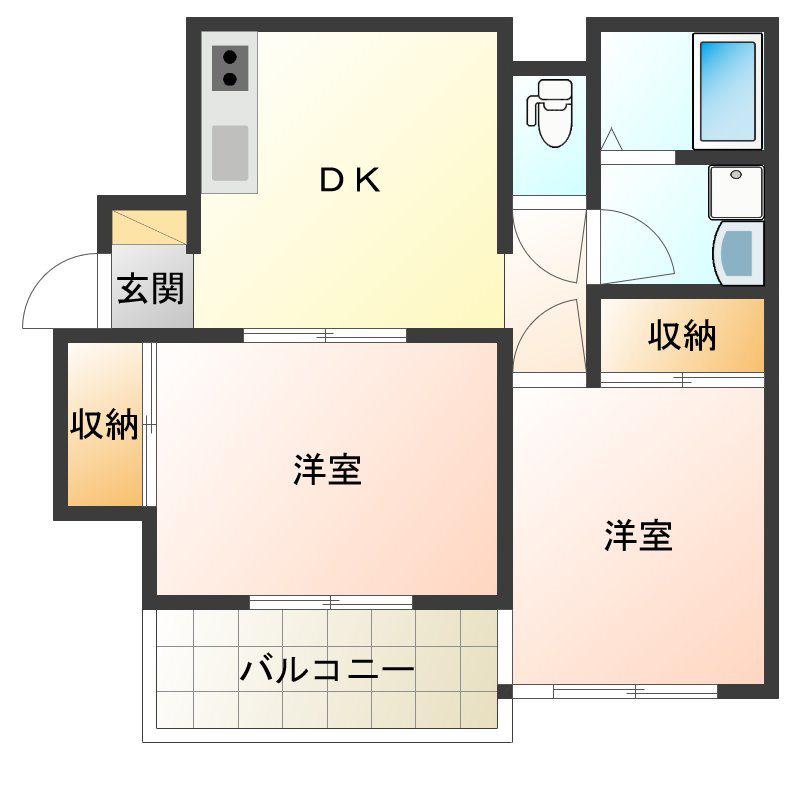 岩木ハイツ(2DK/3階)の間取り写真