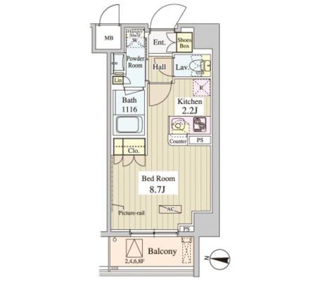 WASEDA APARTMENT (1K/6階)の間取り写真