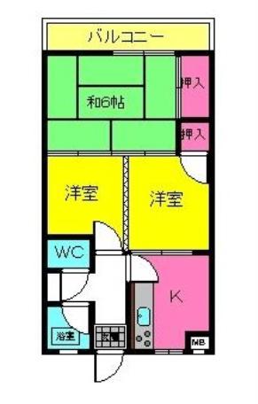 木村マンション(2K/3階)の間取り写真