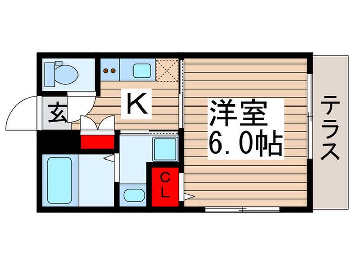 アリロッセ新鎌ヶ谷(1K/1階)の間取り写真