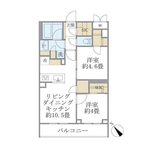 LA PERLA MEGURO-HIGASHIYAMAII ラペルラ目黒(2LDK/B1階)の間取り写真