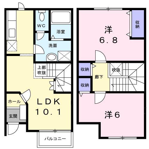 ノーブル1(2LDK/1階)の間取り写真