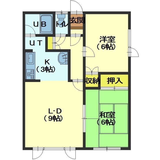 ハウスナガタB(2LDK/2階)の間取り写真