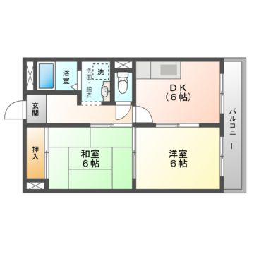 エクセル守口(2DK/4階)の間取り写真