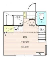 ラボーナ西横浜(ワンルーム/2階)の間取り写真