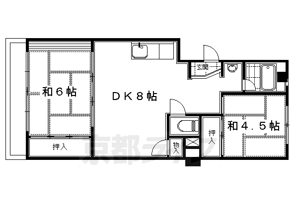 平岡マンション(2LDK/4階)の間取り写真