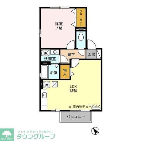 アバンサールB(1LDK/1階)の間取り写真