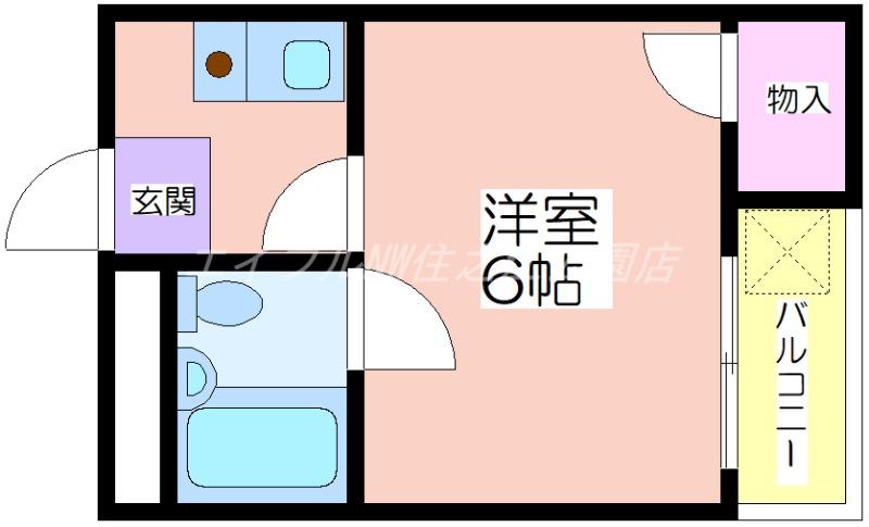 ロイヤルヴィラ(1K/4階)の間取り写真