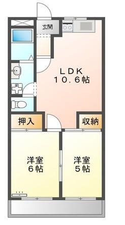シティーマンション愛(2LDK/2階)の間取り写真