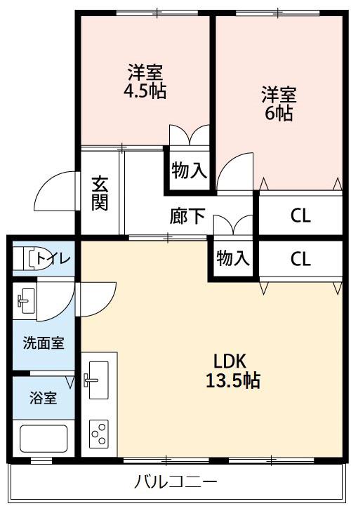 REAVIVO A(2LDK/3階)の間取り写真