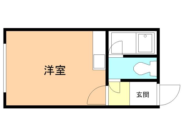 加地ハイツ1号棟(ワンルーム/2階)の間取り写真