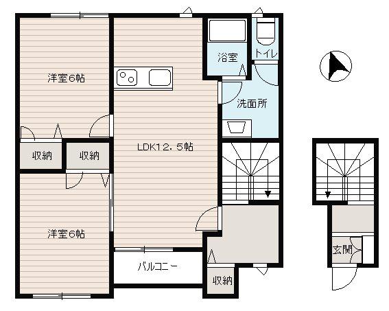 グランコートA(2LDK/2階)の間取り写真