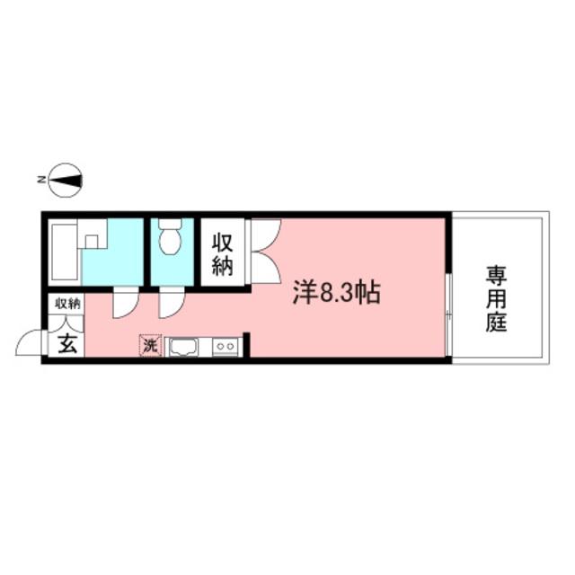 グリーンハイツB(ワンルーム/1階)の間取り写真
