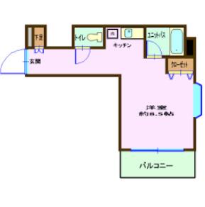 コーポサンライフ井土ヶ谷第二(ワンルーム/4階)の間取り写真