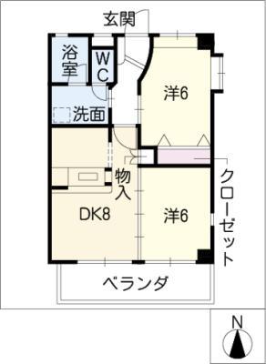ラマージュ センティア(2DK/2階)の間取り写真