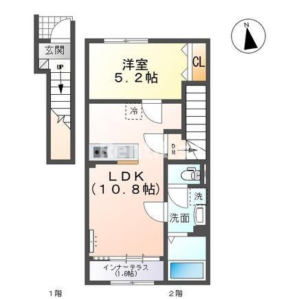 コンフォート(1LDK/2階)の間取り写真