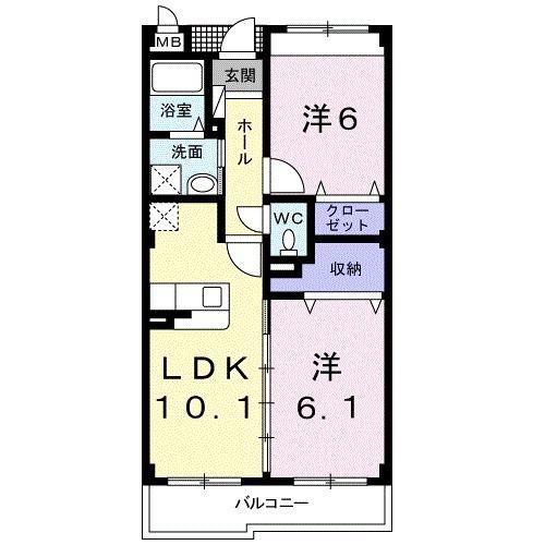 リヴェール栄谷(2LDK/2階)の間取り写真