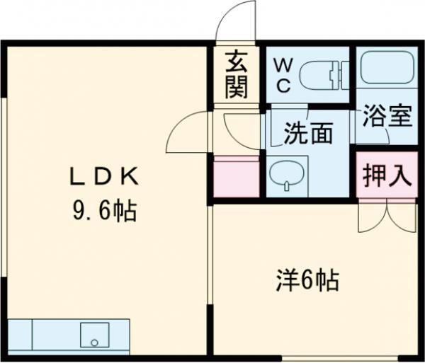 レインボーハウス柏木NO.7(1DK/2階)の間取り写真