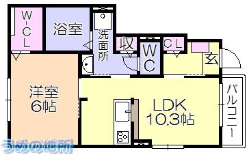 ファミール MI(1LDK/1階)の間取り写真